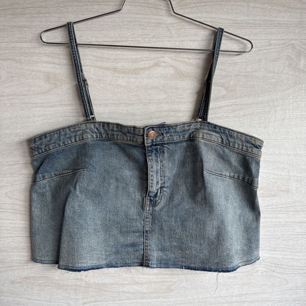 Wild Fable denim cami top Adjustable Straps Raw Hem Sz 2x